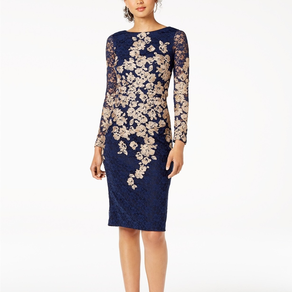 XSCAPE Petite Embroidered Lace Sheath Dress